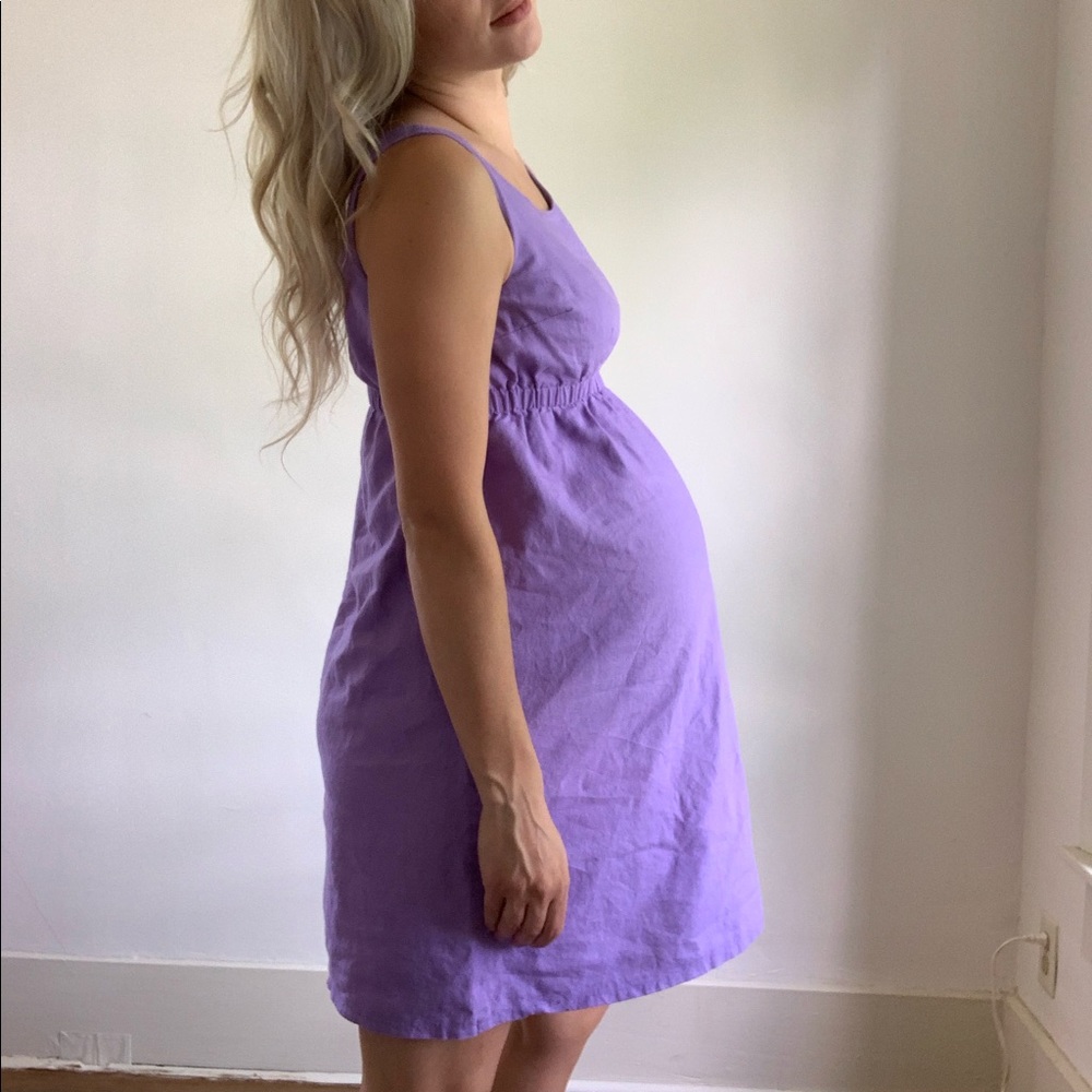 Purple Sleeveless Maternity Dress Elastic Waist M - Picture 3 of 8
